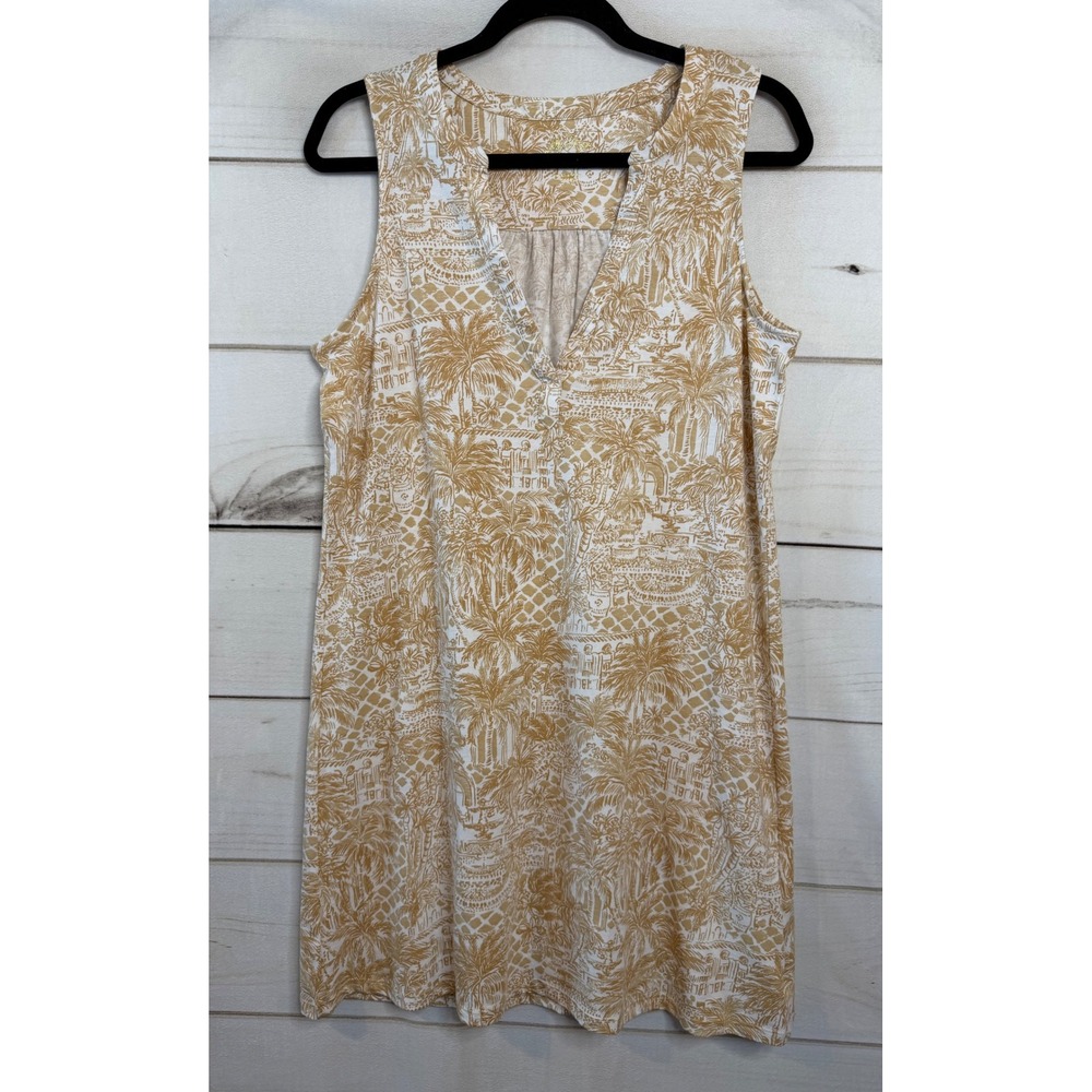Lilly Pulitzer Cream and Gold Tropical Print Mini Dress